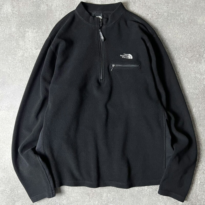 Rakuten - 90s USA製 THE NORTH FACE ハーフジップ プルオーバー フリース トップス L / 90年代 アメリカ製 ノースフェイス ジャケット 黒 ブラック 【中古】 古着 アメリカ古着 USED ユーズド 中古 VINTAGE US古着 アメカジ