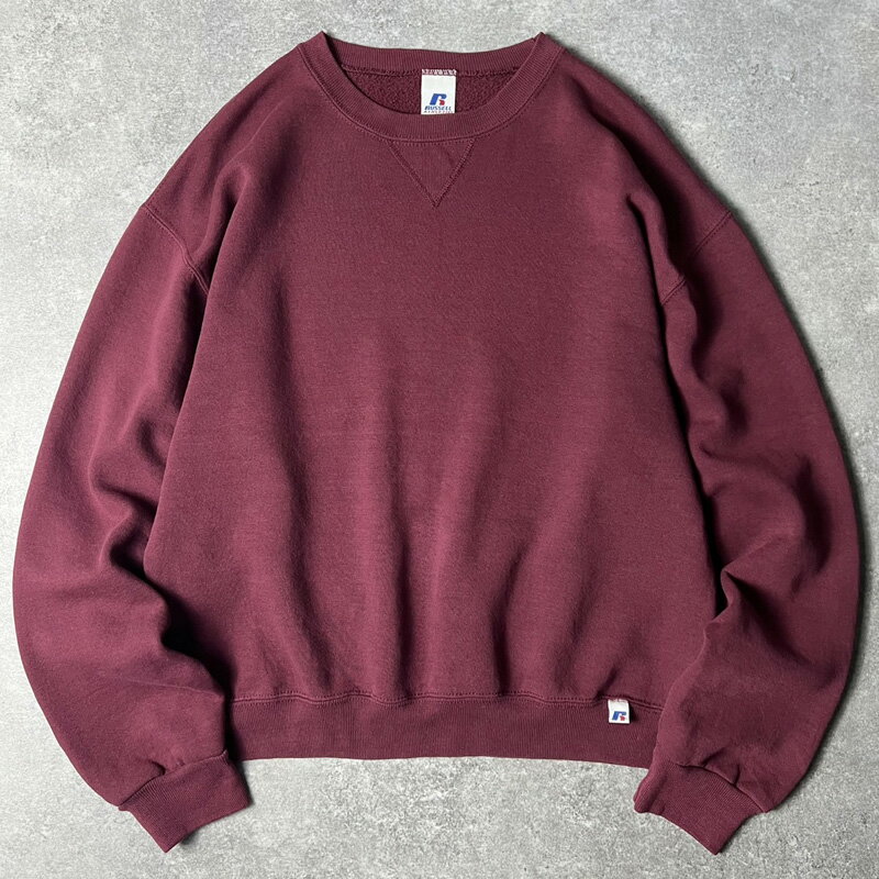 00s RUSSELL 無地 前V スウェット トレーナー M / 00年代 オールド ラッセル 裏起毛 エンジ スエット 【中古】 古着 アメリカ古着 USED ユーズド 中古 VINTAGE US古着 アメカジ
