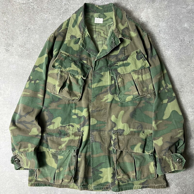 Rakuten - 60s US ARMY 米軍実物 4th ERDL グリーンリーフ カモ ジャングルファティーグ ジャケット S-S / 60年代 ビンテージ ミリタリー 【中古】 古着 アメリカ古着 USED ユーズド 中古 VINTAGE US古着 アメカジ