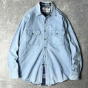 80s USA製 LLBean フランネル ライナー 長袖 コットン デニム シャツ M / 80年代 アメリカ製 ビンテージ エルエルビーン LLビーン 【中古】 古着 アメリカ古着 USED ユーズド 中古 VINTAGE US古着 アメカジ