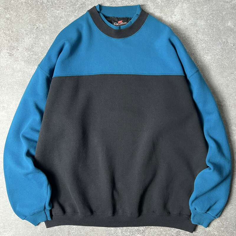 Rakuten - 90s HANES 2トーン 切替 スウェット トレーナー / 90年代 オールド ブルー ブラック 青 黒 ヘインズ バイカラー 【中古】 古着 アメリカ古着 USED ユーズド 中古 VINTAGE US古着 アメカジ