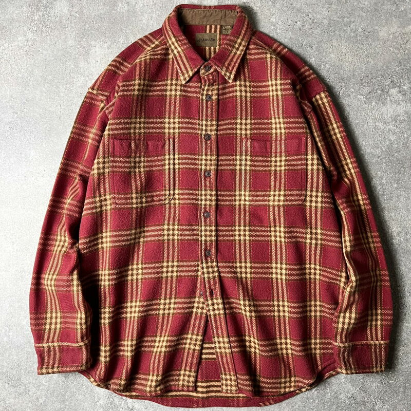 Rakuten - 90s インド綿 ST JOHN'S BAY チェック 長袖 ヘビー フランネル シャツ XL / 90年代 オールド JCPenney JCペニー ネルシャツ 【中古】 古着 アメリカ古着 USED ユーズド 中古 VINTAGE US古着 アメカジ