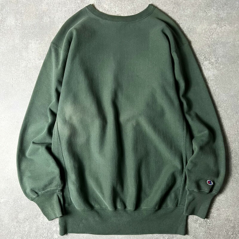 Collaboration - 雰囲気系 90s Champion リバースウィーブ スウェット トレーナー 目無し / 90年代 トリコ チャンピオン グリーン 緑 目なし 無地 【中古】 古着 アメリカ古着 USED ユーズド 中古 VINTAGE US古着 アメカジ