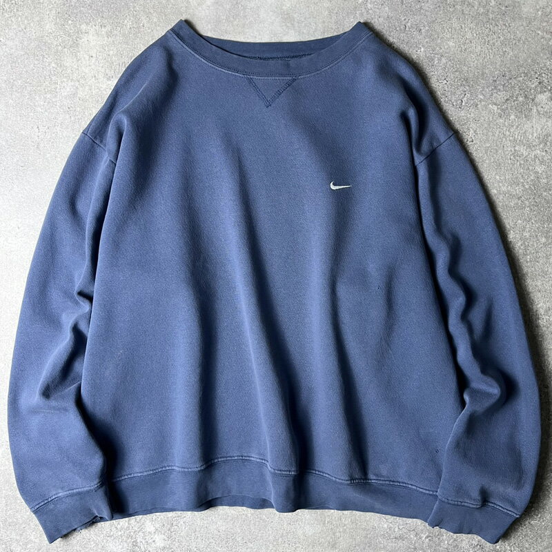 Rakuten - 00s NIKE ワンポイント スモール スウォッシュ ロゴ 刺繍 スウェット トレーナー XXL / 00年代 ナイキ スウッシュ スエット ブルー 【中古】 古着 アメリカ古着 USED ユーズド 中古 VINTAGE US古着 アメカジ