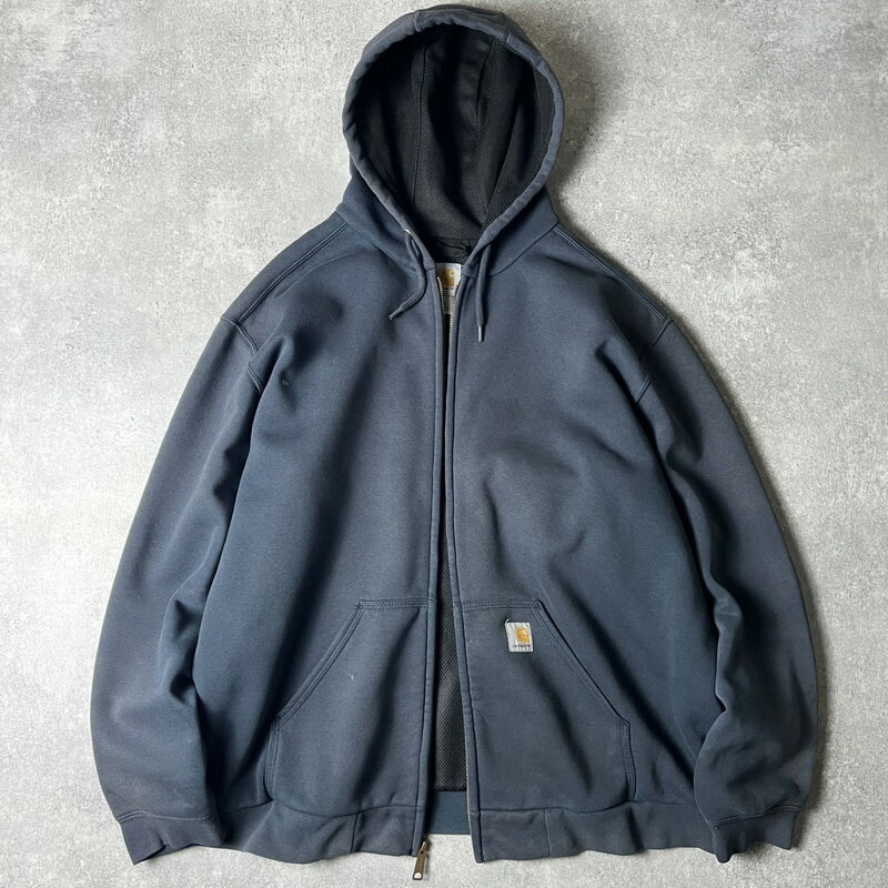 carhartt サーマルジップパーカー　usa製　フェード carhartt - フェード抜群 carhartt ジップパーカー zip ブラック ボロ