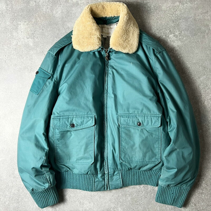 Rakuten - 雰囲気系 80s LAKELAND JEFFREY BANKS B-10 タイプ コットン フライト ダウン ジャケット 44 / 80年代 ビンテージ ボンバー ブルゾン ティール グリーン 【中古】 古着 アメリカ古着 USED ユーズド 中古 VINTAGE US古着 アメカジ