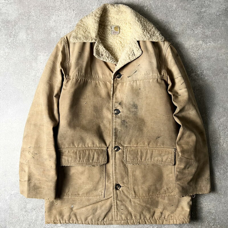 Rakuten - 雰囲気系 70s USA製 Carhartt ボア ライナー ダック ランチ コート 42 / 70年代 アメリカ製 ビンテージ カーハート カバーオール ジャケット チョア 【中古】 古着 アメリカ古着 USED ユーズド 中古 VINTAGE US古着 アメカジ