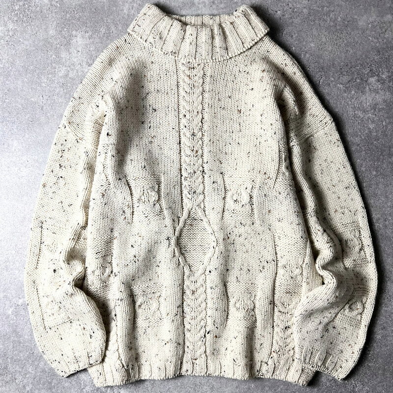 Rakuten - アイルランド製 aran crafts タートルネック ウール フィッシャーマン ニット セーター M / アランクラフト アラン ナチュラル 無地 ネップ 【中古】 古着 アメリカ古着 USED ユーズド 中古 VINTAGE US古着 アメカジ