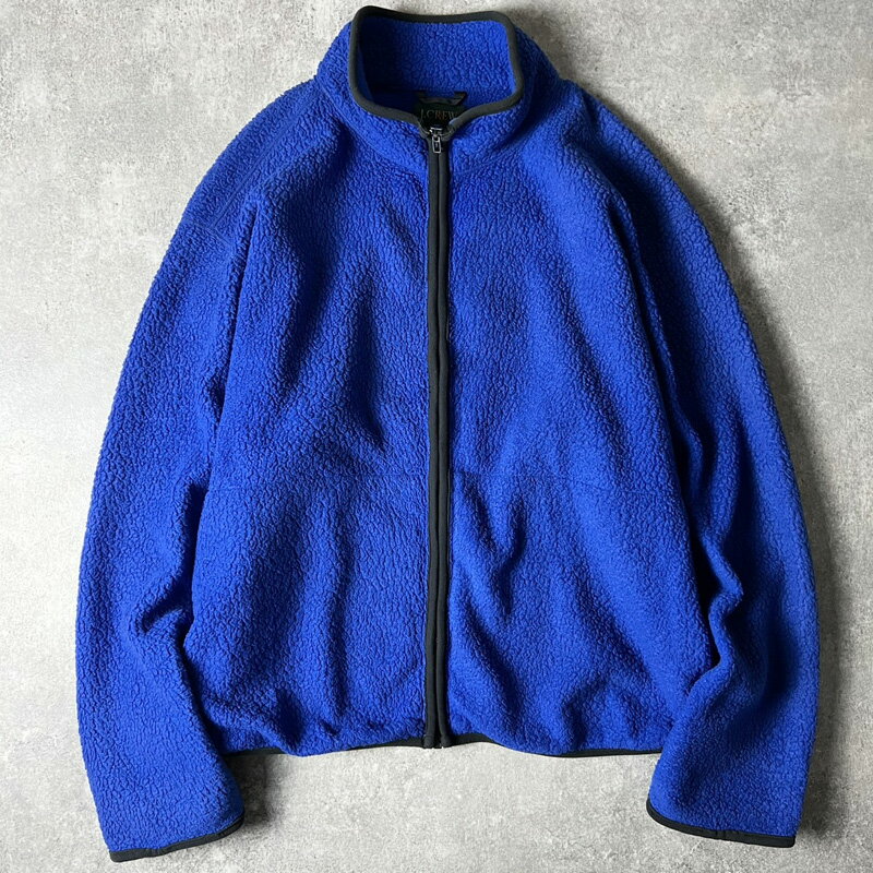 90s 巨人タグ J.CREW フルジップ パイル フリース ジャケット XL / Jクルー 90年代 オールド ハイネック ジャンパー ブルー 青 【中古】 古着 アメリカ古着 USED ユーズド 中古 VINTAGE US古着 アメカジ