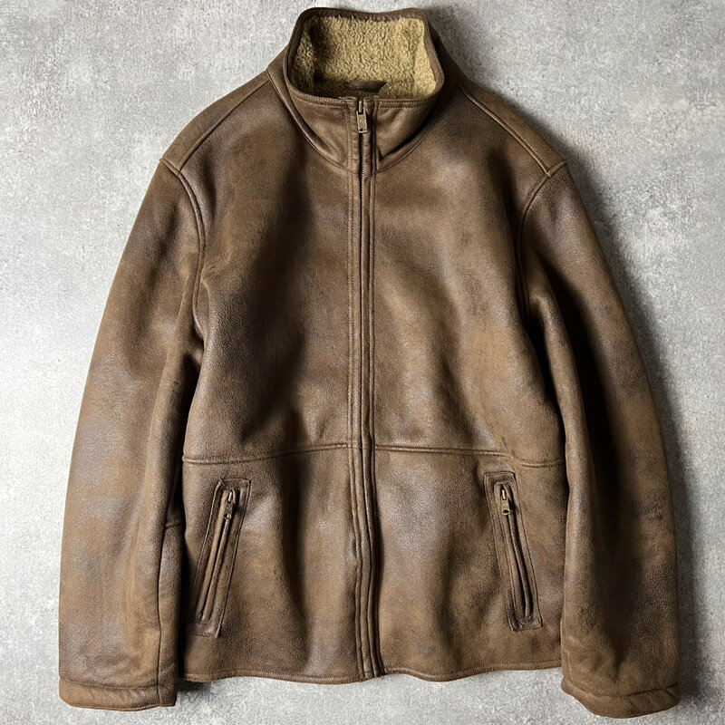 Rakuten - 00s Columbia ボア ライナー フェイク ムートン ジャケット L / 00年代 オールド コロンビア ブルゾン ジャンパー レザー 裏ボア 【中古】 古着 アメリカ古着 USED ユーズド 中古 VINTAGE US古着 アメカジ