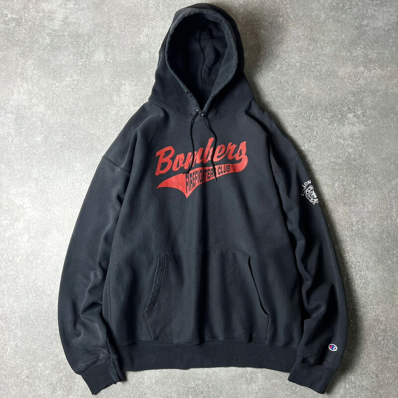 Rakuten - 00s Champion 2面 プリント オリジナル リバースウィーブ スウェット フード パーカー XXL / 00年代 オールド チャンピオン ブラック 黒 【中古】 古着 アメリカ古着 USED ユーズド 中古 VINTAGE US古着 アメカジ