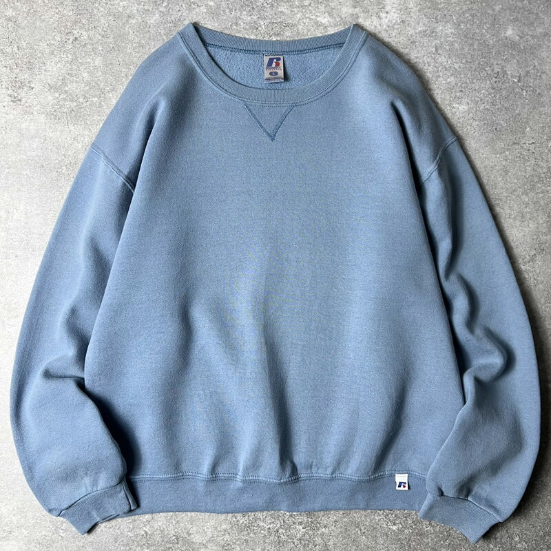 00s RUSSELL 無地 前V スウェット トレーナー L / 00年代 オールド ラッセル 裏起毛 ブルー グレー スエット 【中古】 古着 アメリカ古..