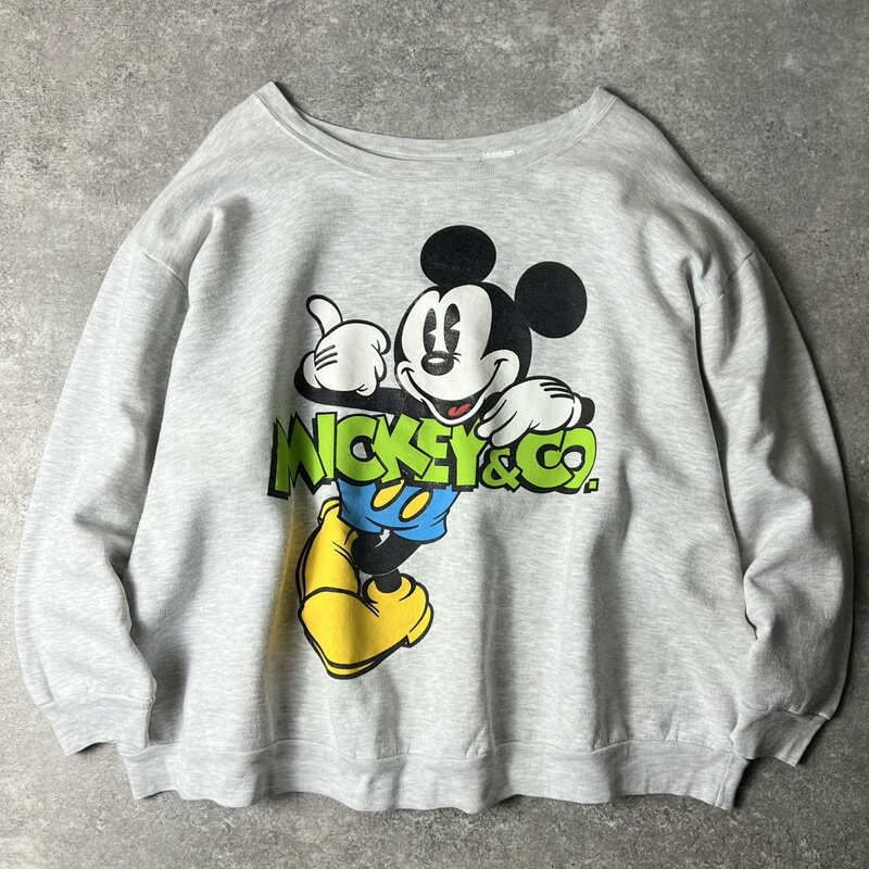 Rakuten - 90s ディズニー オフィシャル ミッキー プリント スウェット トレーナー / 90年代 オールド キャラクター グレー 【中古】 古着 アメリカ古着 USED ユーズド 中古 VINTAGE US古着 アメカジ