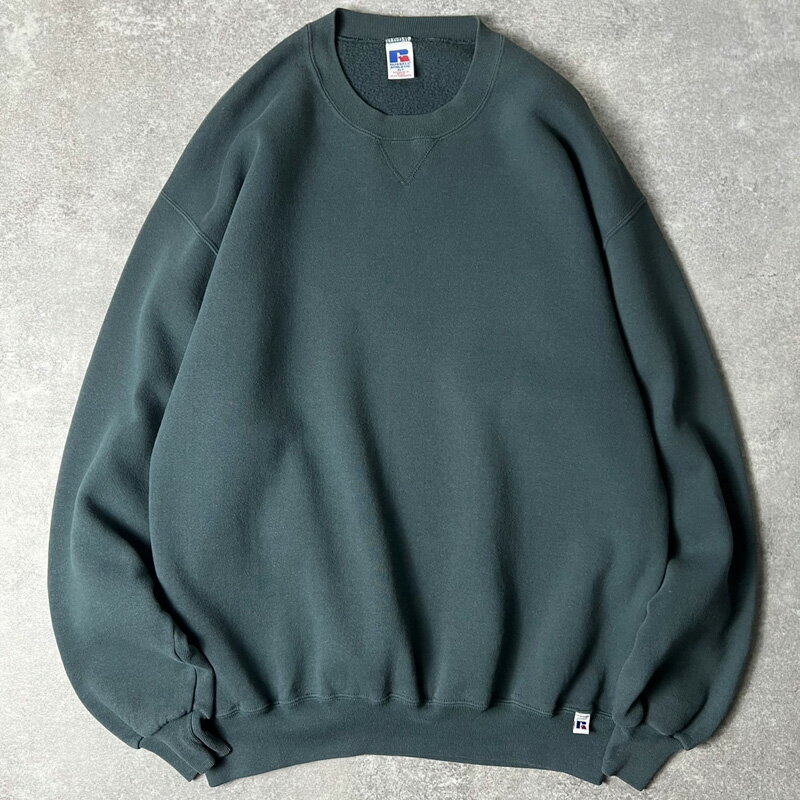 Rakuten - 90s RUSSELL 無地 前V スウェット トレーナー XL / 90年代 オールド ラッセル 裏起毛 グリーン 緑 スエット 【中古】 古着 アメリカ古着 USED ユーズド 中古 VINTAGE US古着 アメカジ