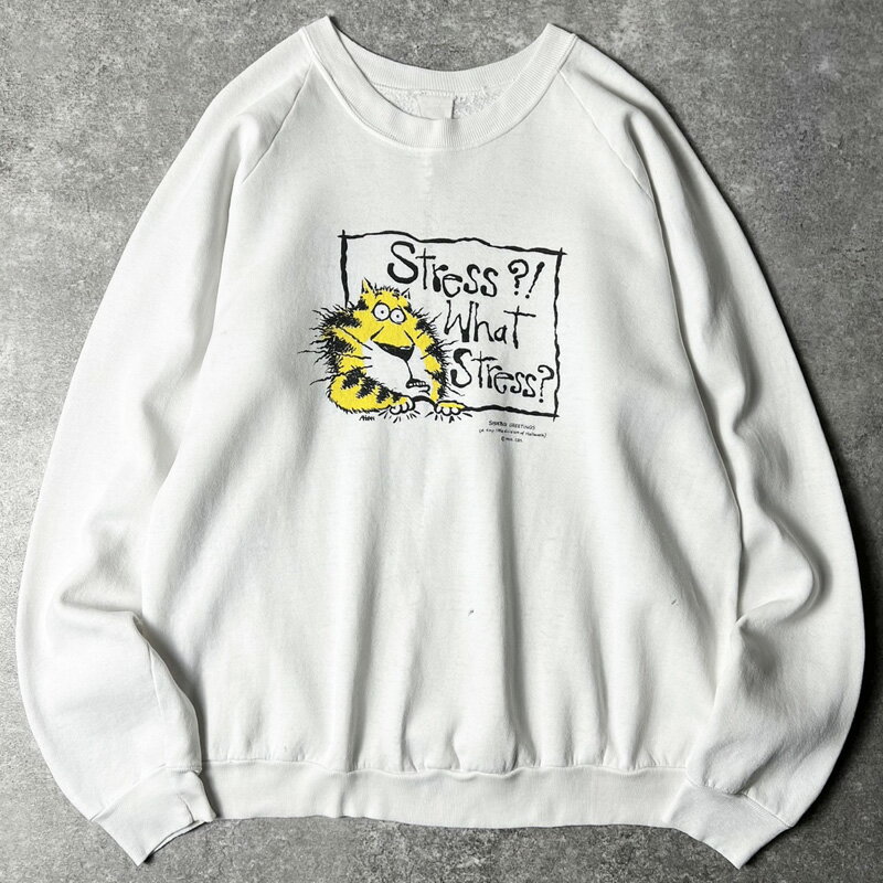 Rakuten - 90s USA製 SHOEBOX ジョーク メッセージ キャラクター プリント スウェット トレーナー XL / 90年代 オールド アメリカ製 ホワイト 白 【中古】 古着 アメリカ古着 USED ユーズド 中古 VINTAGE US古着 アメカジ