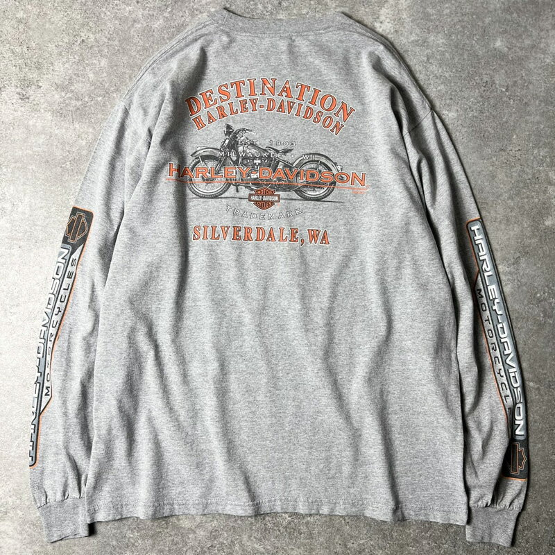 Rakuten - 00s HARLEY DAVIDSON オフィシャル 4面 プリント 長袖 Tシャツ XL / 00年代 オールド ハーレー ダビッドソン ロンT グレー 【中古】 古着 アメリカ古着 USED ユーズド 中古 VINTAGE US古着 アメカジ