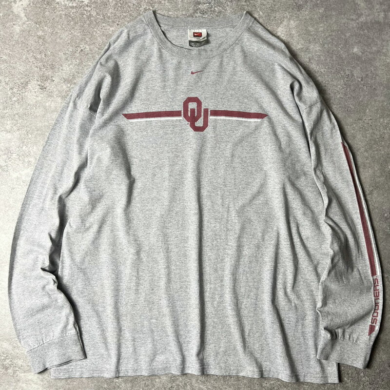 Rakuten - 00s NIKE TEAM センター スウォッシュ カレッジ プリント 長袖 Tシャツ XXL / 00年代 ナイキ スウッシュ ロンT グレー 【中古】 古着 アメリカ古着 USED ユーズド 中古 VINTAGE US古着 アメカジ