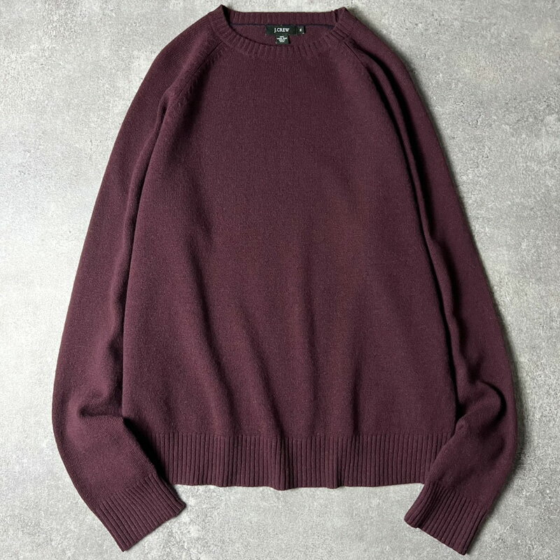 Rakuten - 00s J.CREW 無地 ラムウール ニット セーター XL / Jクルー 00年代 オールド ウール エンジ クルーネック