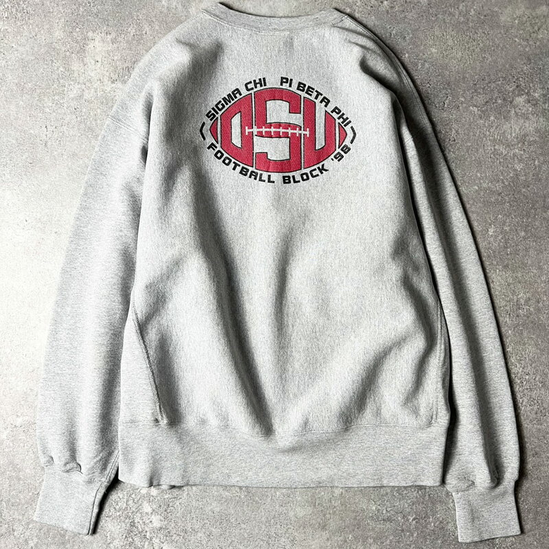 Rakuten - 90s Lee 両面 カレッジ プリント RWタイプ スウェット トレーナー XL / 90年代 オールド 霜降り グレー リバース リー