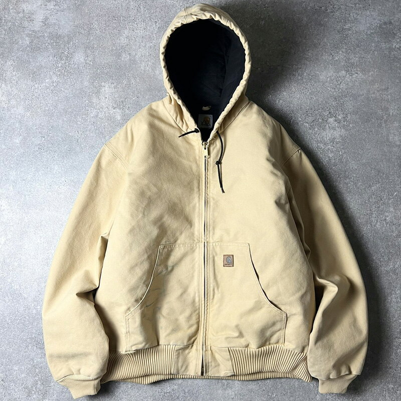 Carhartt ダックアクティブ 2XL 中綿キルティング ベージュ Carhartt カーハート アクティブジャケット メンズXL 古着 ダック地