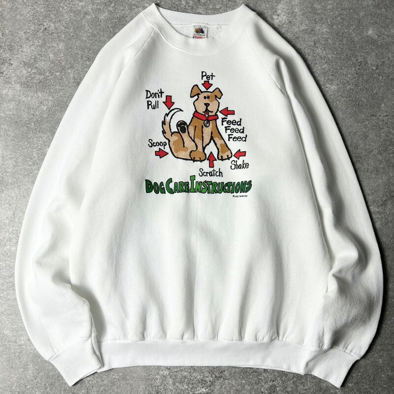 Rakuten - 90s USA製 ジョーク ドッグ キャラクター プリント スウェット トレーナー L / 90年代 オールド アメリカ製 ホワイト 白 【中古】 古着 アメリカ古着 USED ユーズド 中古 VINTAGE US古着 アメカジ