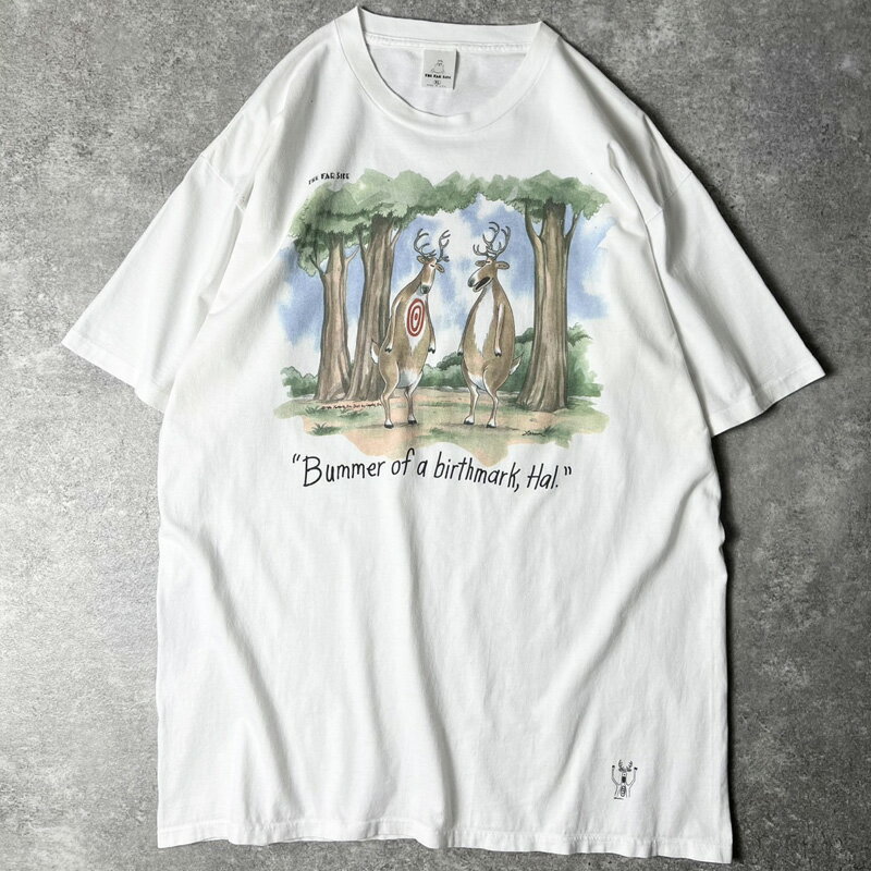 Rakuten - 90s USA製 THE FAR SIDE ジョーク キャラクター プリント 半袖 Tシャツ XL / 90年代 アメリカ製 オールド シングル ステッチ 白 【中古】 古着 アメリカ古着 USED ユーズド 中古 VINTAGE US古着 アメカジ