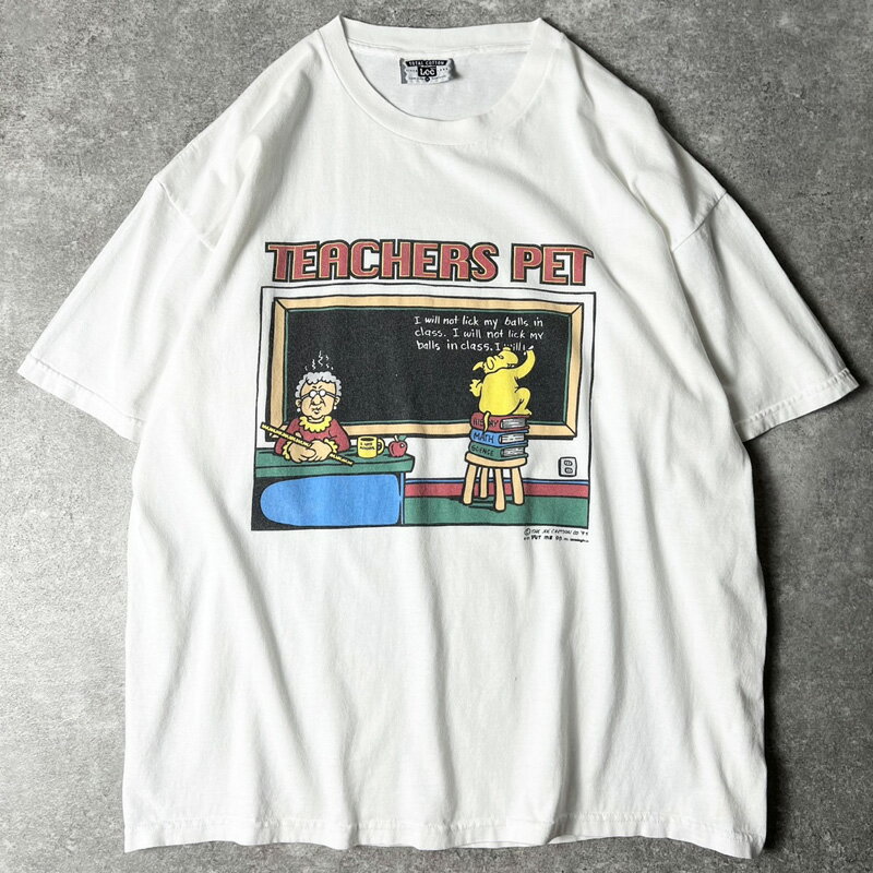 Rakuten - 90s USA製 ジョーク イラスト プリント 半袖 Tシャツ XL / 90年代 アメリカ製 オールド ホワイト 白 キャラクター 【中古】 古着 アメリカ古着 USED ユーズド 中古 VINTAGE US古着 アメカジ