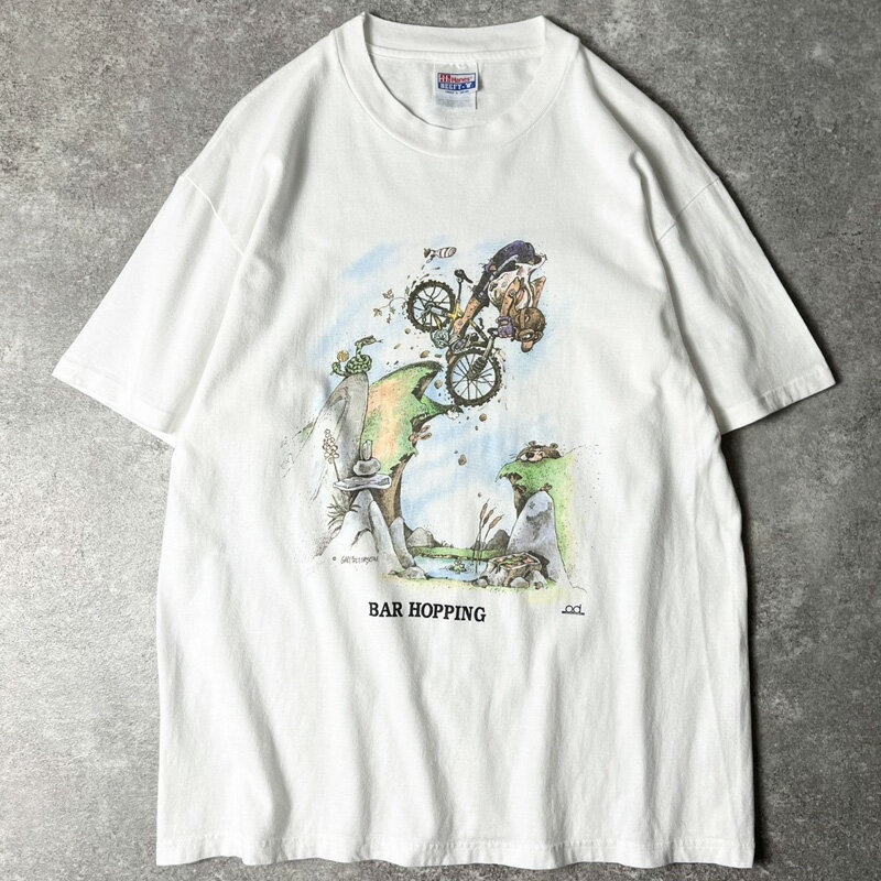 Rakuten - 90s USA製 GARY PATTERSON ジョーク キャラクター プリント 半袖 Tシャツ L / 90年代 アメリカ製 オールド シングル ステッチ 白 【中古】 古着 アメリカ古着 USED ユーズド 中古 VINTAGE US古着 アメカジ