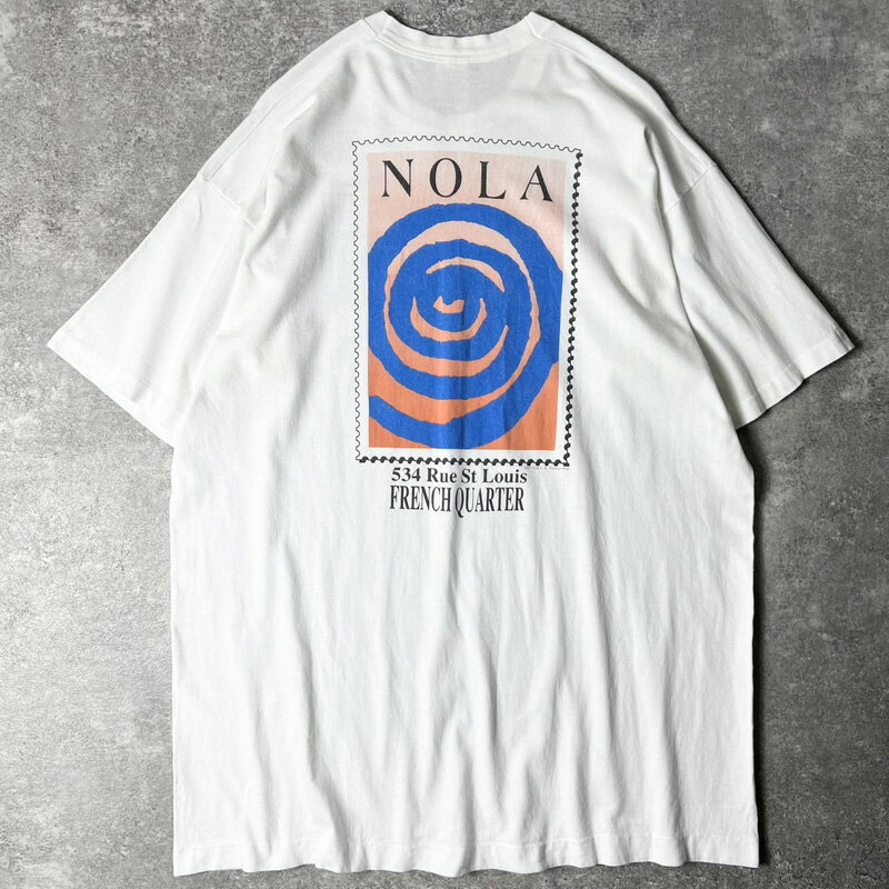 90s USA製 両面 企業物 アート プリント 半袖 Tシャツ XXL / 90年代 アメリカ製 オールド シングル ステッチ 企業 レストラン ホワイト 【中古】 古着 アメリカ古着 USED ユーズド 中古 VINTAGE US古着 アメカジ