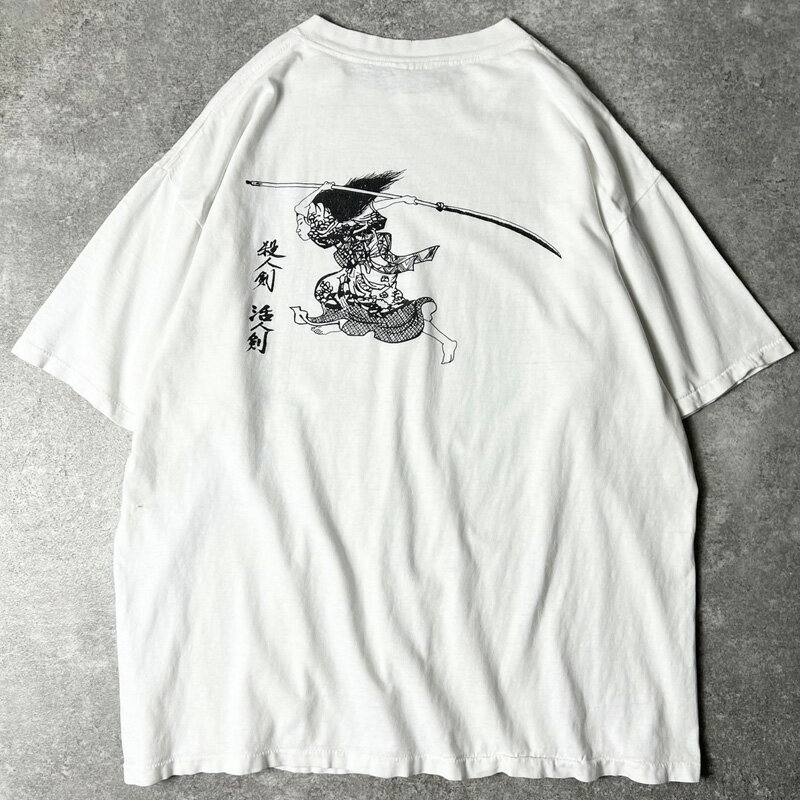 Rakuten - 90s USA製 侍 BUGEI 武芸 両面 プリント 半袖 Tシャツ XL / 90年代 アメリカ製 オールド シングル ステッチ 浮世絵 歌舞伎 【中古】 古着 アメリカ古着 USED ユーズド 中古 VINTAGE US古着 アメカジ