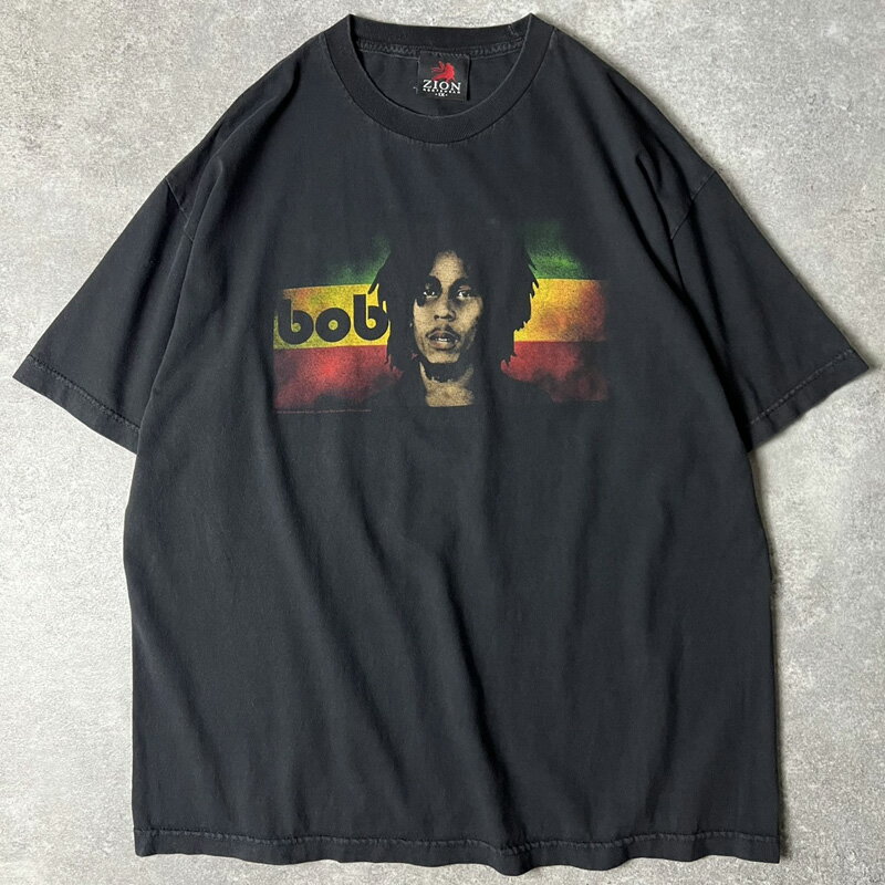 00s ZION ボブマーリー プリント 半袖 Tシャツ XL / 00年代 オールド BOB MARLEY 黒 ブラック レゲエ ラスタカラー 【中古】 古着 アメリカ古着 USED ユーズド 中古 VINTAGE US古着 アメカジ