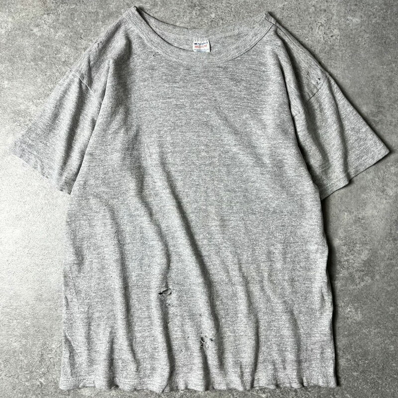 雰囲気系 80s USA製 Champion 88/12 無地 半袖 Tシャツ M / 80年代 アメリカ製 チャンピオン ビンテージ 霜降り シングル 襤褸 目無し
