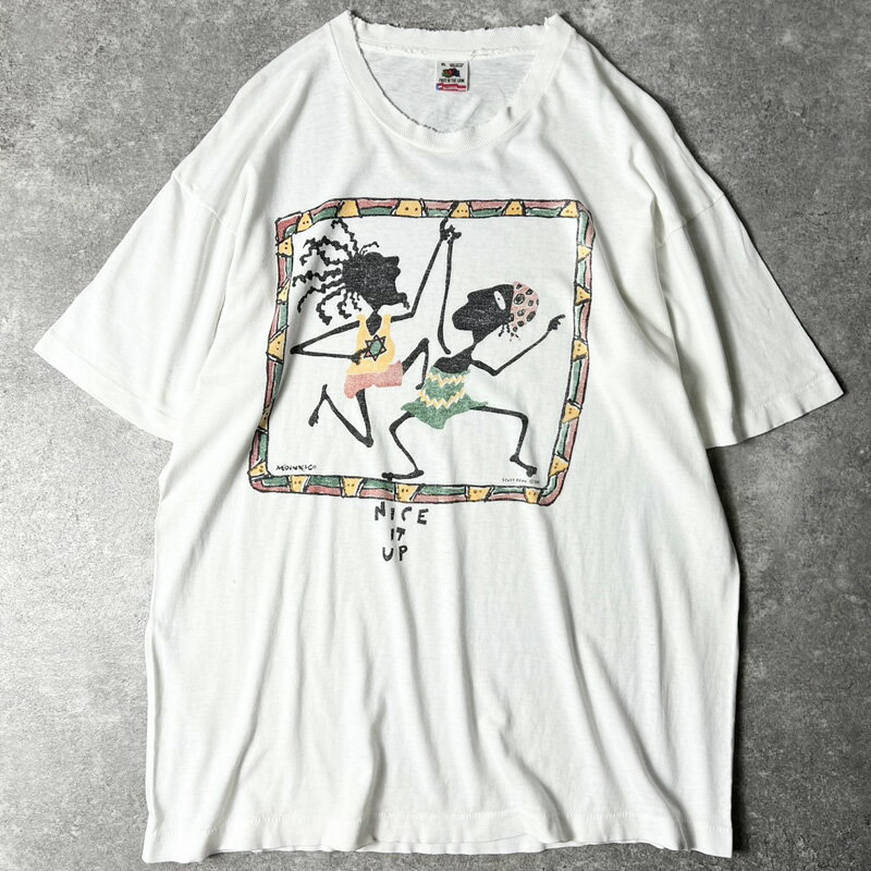 Rakuten - 雰囲気系 80s USA製 ブラックカルチャー ラスタカラー アート プリント 半袖 Tシャツ XL / 80年代 ビンテージ アメリカ製 シングル ステッチ 黒人 【中古】 古着 アメリカ古着 USED ユーズド 中古 VINTAGE US古着 アメカジ