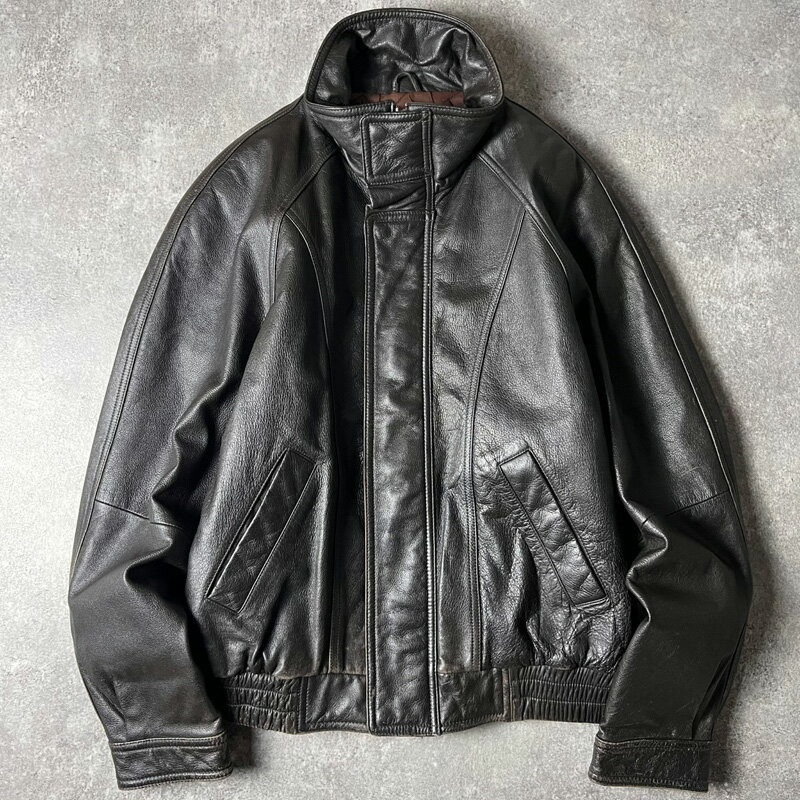 Rakuten - 90s LONDON FOG 中綿入り 本革 レザー ジャケット M / 90年代 オールド ロンドンフォグ ダーク ブラウン ハイネック 革ジャン