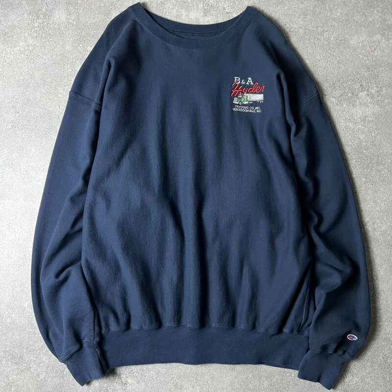 Rakuten - 00s Champion 企業 ロゴ 刺繍 プレミアム リバースウィーブ スウェット トレーナー XXL / 00年代 オールド チャンピオン ネイビー 紺