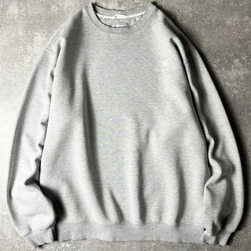 Rakuten - Carhartt ワンポイント ロゴ 刺繍 スウェット トレーナー XL / カーハート オールド 霜降り グレー スエット クルーネック