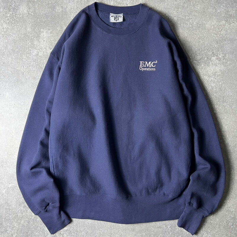 90s USA製 Lee 企業 ロゴ 刺繍 RWタイプ スウェット トレーナー XXL / 90年代 アメリカ製 オールド ネイビー リー リバース 紺