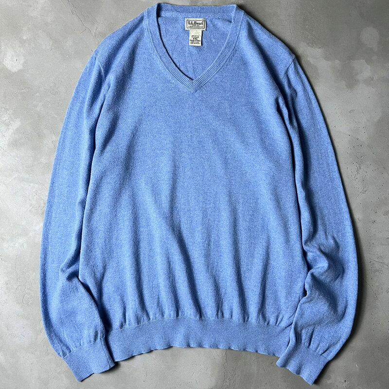 Rakuten - LLBean Vネック 無地 コットン カシミヤ ニット セーター M / LLビーン エルエルビーン ブルー 青 カシミア 【中古】 古着 アメリカ古着 USED ユーズド 中古 VINTAGE US古着 アメカジ