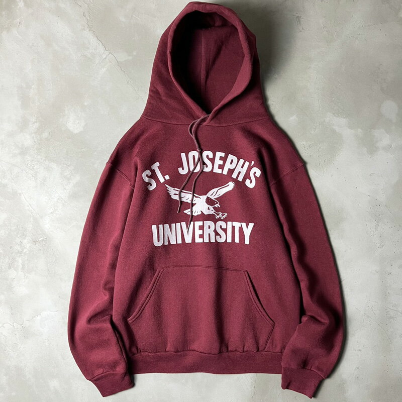 80s USA製 RUSSELL 2段 カレッジ プリント スウェット フード パーカー M / 80年代 アメリカ製 ビンテージ ラッセル トレーナー 【中古】 古着 アメリカ古着 USED ユーズド 中古 VINTAGE US古着 アメカジ