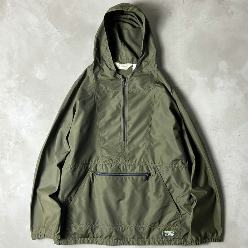 Rakuten - 80s USA製 LLBean ハーフジップ ナイロン アノラック パーカー ジャケット XL / 80年代 オールド エルエルビーン プルオーバー オリーブ 【中古】 古着 アメリカ古着 USED ユーズド 中古 VINTAGE US古着 アメカジ