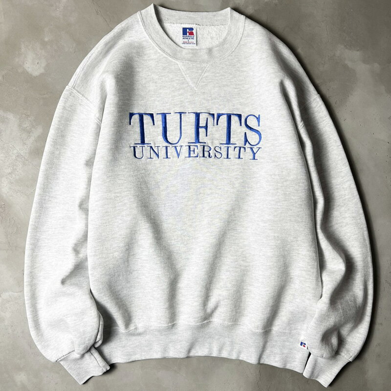 Other - 90s USA製 RUSSELL 2段 カレッジ 刺繍 スウェット トレーナー L / 90年代 アメリカ製 オールド ラッセル グレー スエット 【中古】 古着 アメリカ古着 USED ユーズド 中古 VINTAGE US古着 アメカジ
