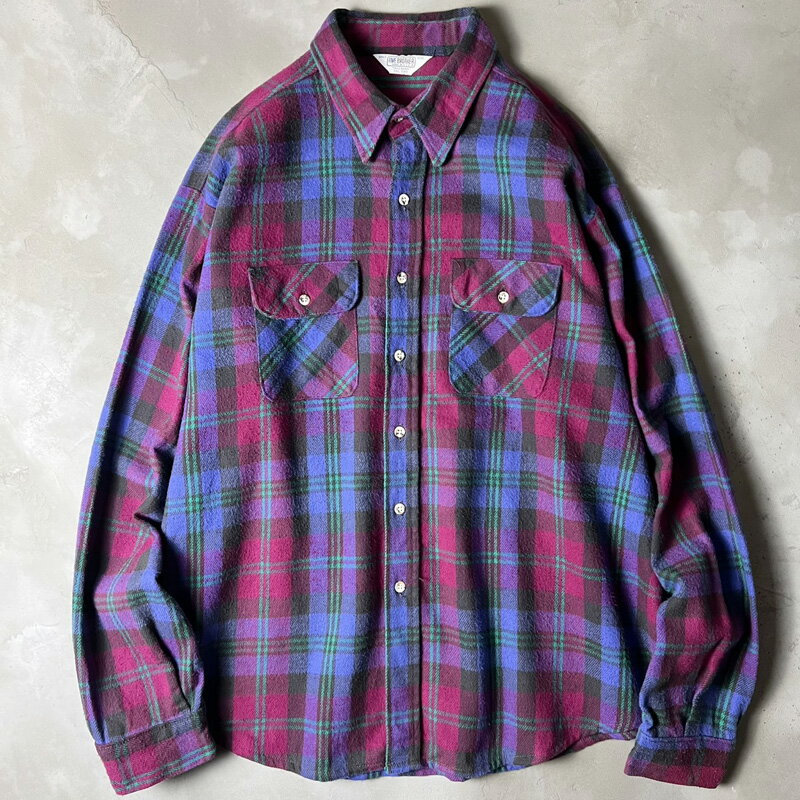 Rakuten - 70s 80s USA製 FIVE BROTHER チェック 長袖 ヘビー フランネル シャツ 3XL / 70年代 80年代 アメリカ製 ビンテージ ネルシャツ 【中古】 古着 アメリカ古着 USED ユーズド 中古 VINTAGE US古着 アメカジ