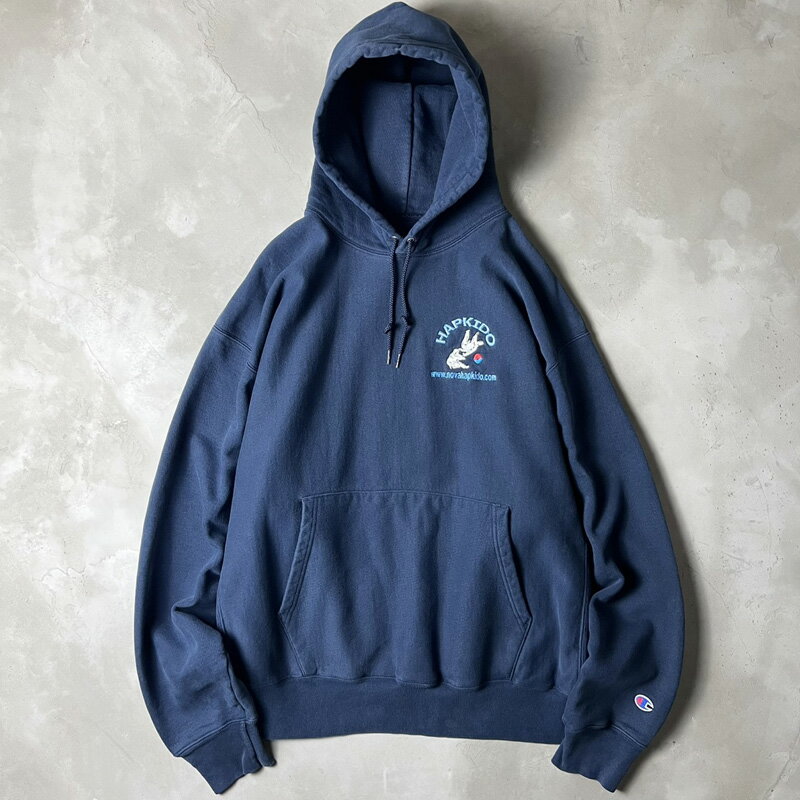 Rakuten - 00s Champion 企業 ロゴ 刺繍 プレミアム リバースウィーブ スウェット フード パーカー XL / 00年代 オールド チャンピオン 企業物 ネイビー 【中古】 古着 アメリカ古着 USED ユーズド 中古 VINTAGE US古着 アメカジ