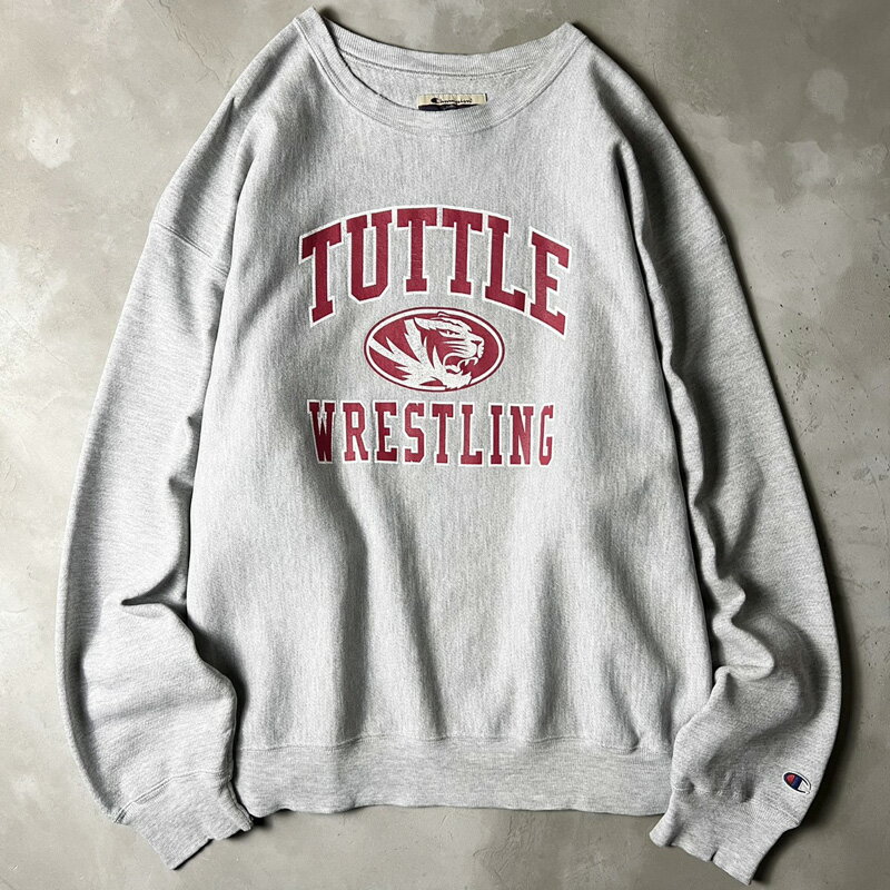 Rakuten - 00s Champion 3段 カレッジ プリント プレミアム リバースウィーブ スウェット トレーナー / 00年代 オールド チャンピオン 霜降り グレー 【中古】 古着 アメリカ古着 USED ユーズド 中古 VINTAGE US古着 アメカジ