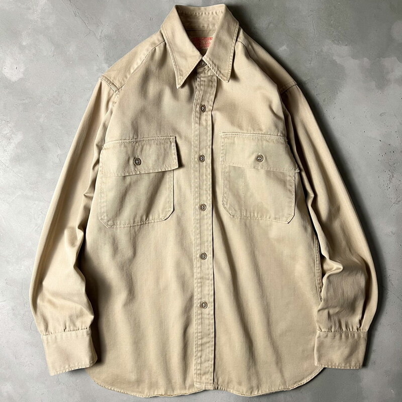 Rakuten - 40s 米軍実物 YALE MILITARY REGULATION マチ付き 長袖 コットン シャツ / 40年代 ビンテージ ミリタリー アーミー ARMY トロピカル 【中古】 古着 アメリカ古着 USED ユーズド 中古 VINTAGE US古着 アメカジ