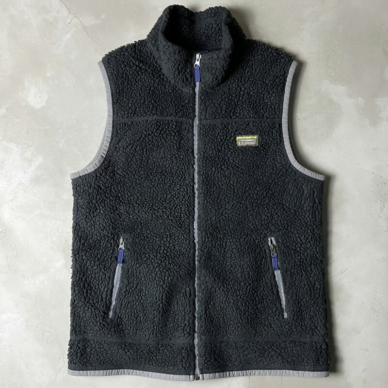 Rakuten - LLBean フルジップ メッシュ ライナー パイル フリース ベスト L / エルエルビーン LLビーン ボア ハイネック ブラック 黒 【中古】 古着 アメリカ古着 USED ユーズド 中古 VINTAGE US古着 アメカジ