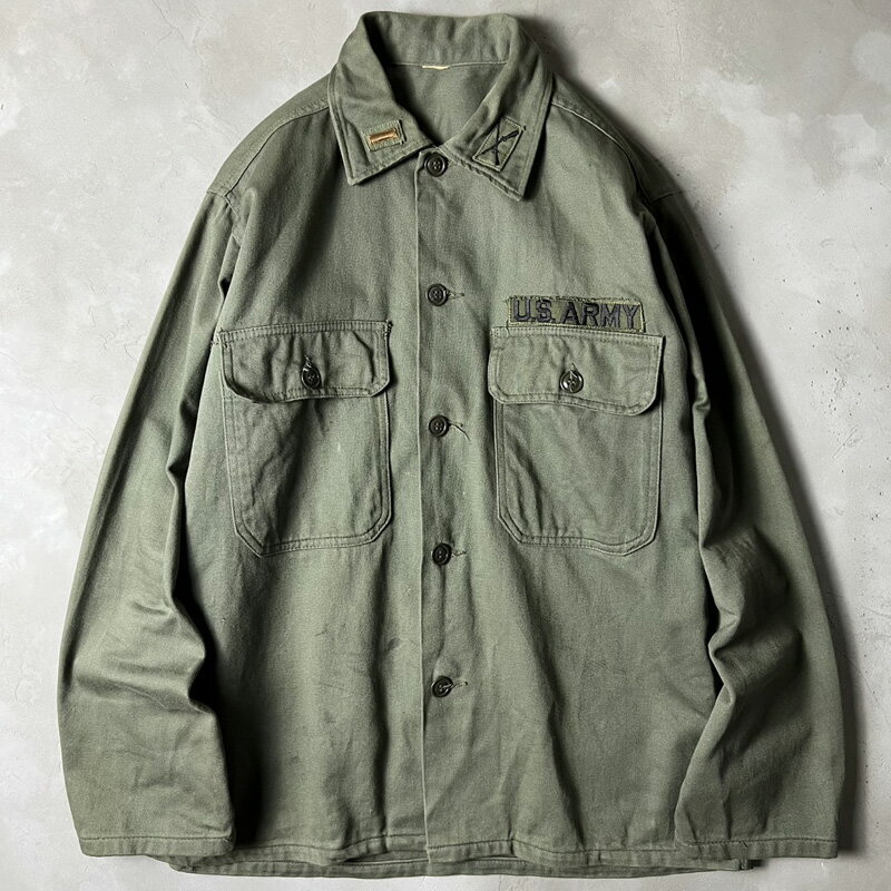 Rakuten - 民間 60s US ARMY コットン サテン ユーティリティ シャツ / 60年代 ビンテージ ミリタリー ジャケット OG 107 アーミー 【中古】 古着 アメリカ古着 USED ユーズド 中古 VINTAGE US古着 アメカジ