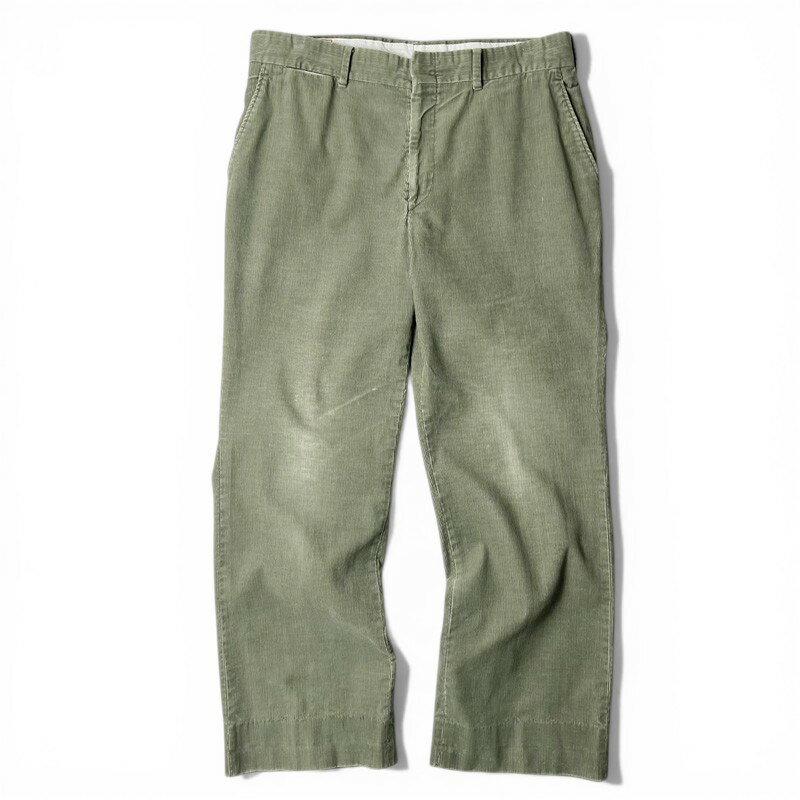 80s USA製 LLBean ノータック 細畝 コーデュロイ パンツ 36 31 / 80年代 アメリカ製 ビンテージ エルエルビーン スラックス オリーブ  古着 アメリカ古着 USED ユーズド 中古 VINTAGE US古着 アメカジ