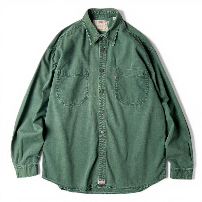 90s Levis RED TAB コットン カラー デニム シャツ L / 90年代 オールド リーバイス レッドタブ グリーン 緑 【中古】 古着 アメリカ古着 USED ユーズド 中古 VINTAGE US古着 アメカジ