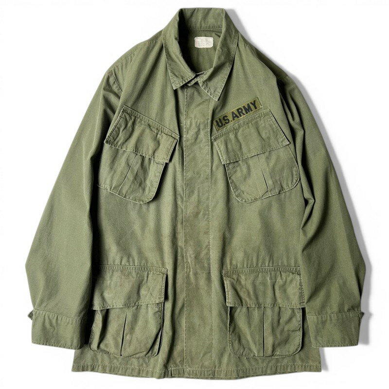 Rakuten - 60s 69年製 US ARMY 米軍実物 4th ジャングルファティーグ ジャケット S-S / 60年代 ビンテージ ミリタリー リップストップ オリーブ 【中古】 古着 アメリカ古着 USED ユーズド 中古 VINTAGE US古着 アメカジ